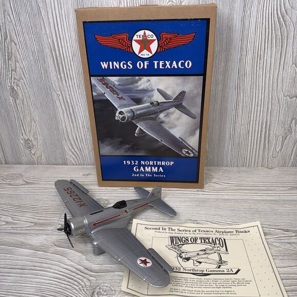 Wings of Texaco 1932 Northrop Gamma DIE-CAST METAL BANK Silver 2nd in Series - Picture 1 of 15